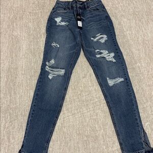 Fashion Nova Women's Skinny Jeans - Distressed Blue